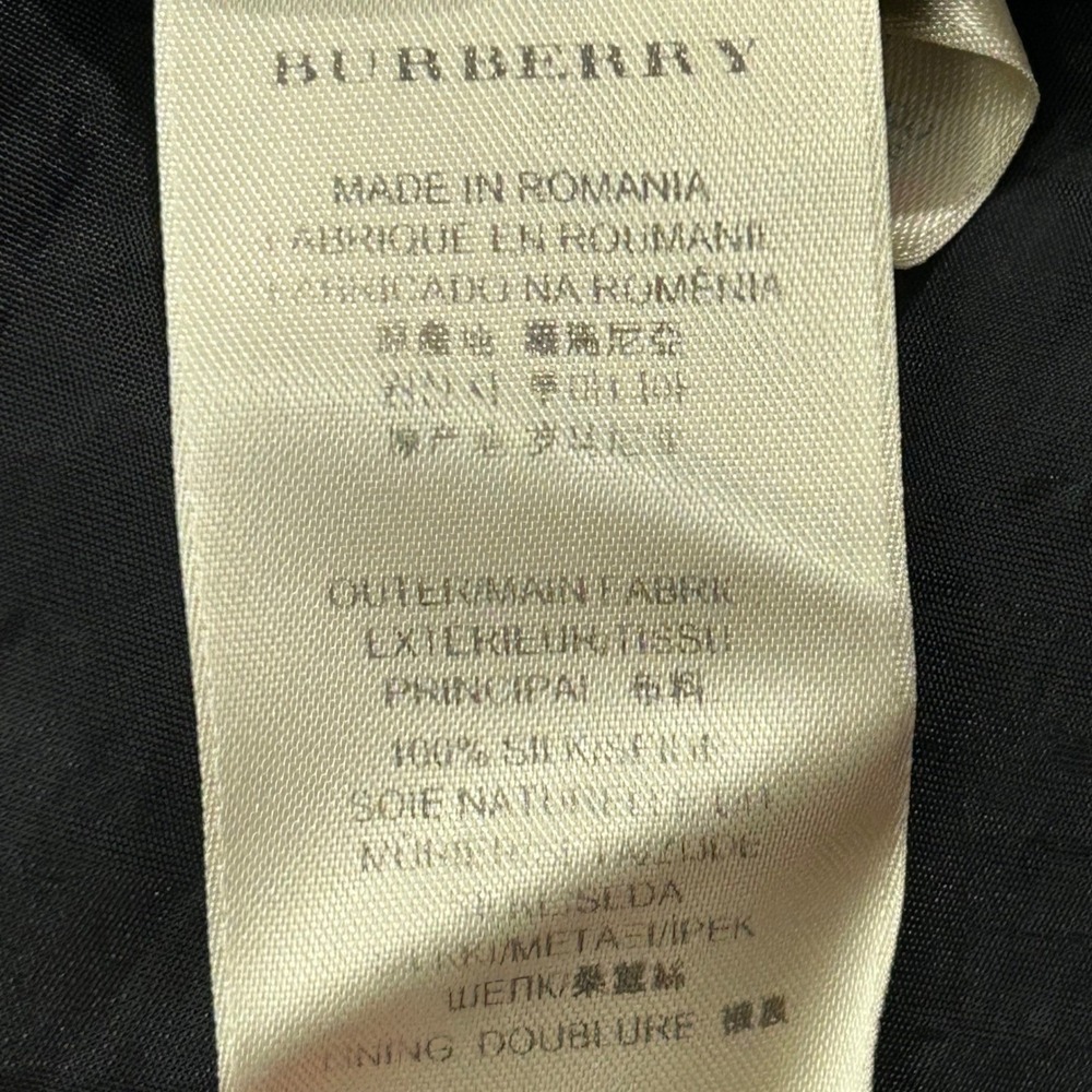 Burberry Plaid Georgette 100% Silk Blouse Shirt Tie Neck Button‎ Front  Women L - Picture 11 of 11